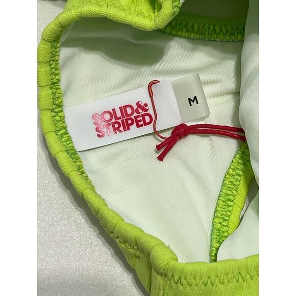 Solid & Striped Beverly Bikini Swim Top Chartreuse Rib Neon Green Medium - Picture 6 of 10